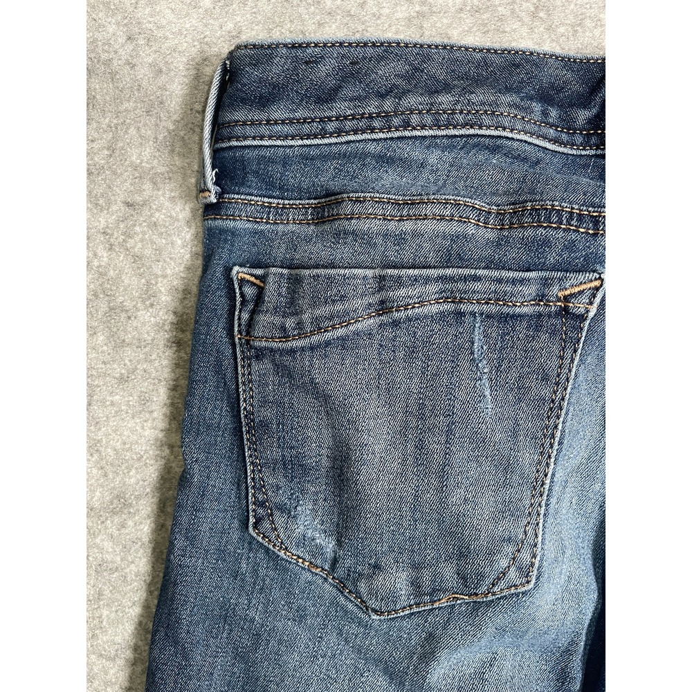 Express Stella Low Rise Cropped Skinny Jeans Blue Distressed Denim Womens 0R - Picture 12 of 14